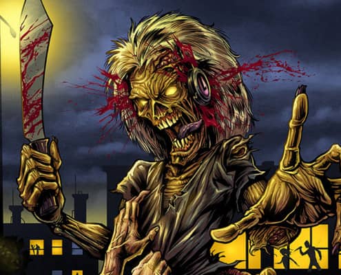 Iron Maiden, and the artist behind their amazing artwork, Derek Riggs, have always been a huge inspiration for everything that I do.  So I was super excited when I was hired by Listenable Records to create an illustration tribute to Iron Maiden's first alb