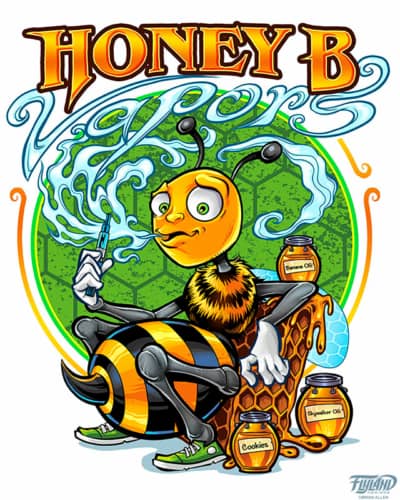 Logo design I created for the vaping company Honey B Vapors of a chill honey bee vaping