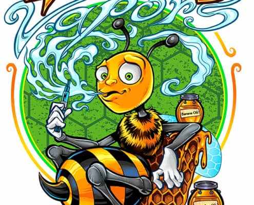 Logo design I created for the vaping company Honey B Vapors of a chill honey bee vaping