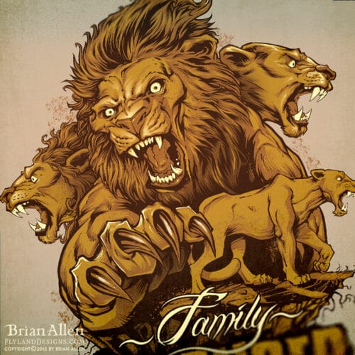 Pride of lions illustration silk-screen