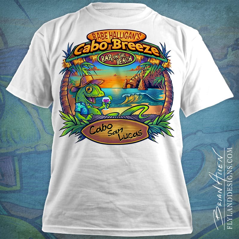 Custom illustration I created for a line of T-Shirts for a series of beach bar t-shirts.