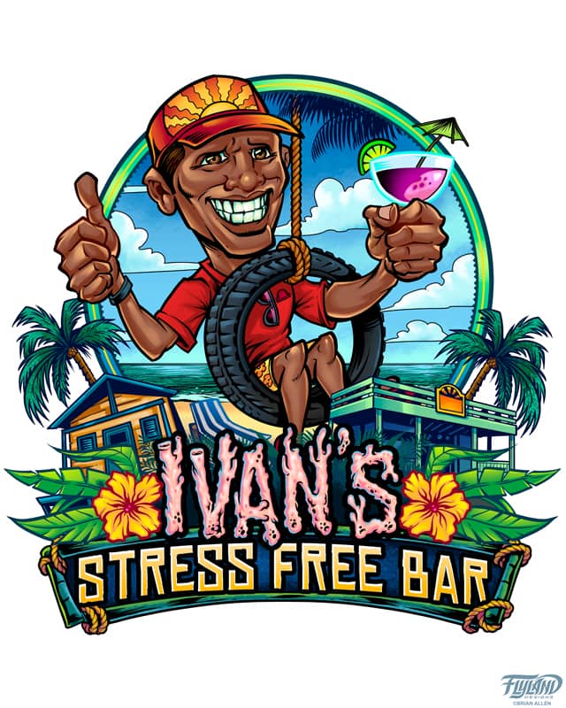 Logo design I created for a beach bar resort in the Caribbean featuring a caricature of the resort’s owner, Ivan.