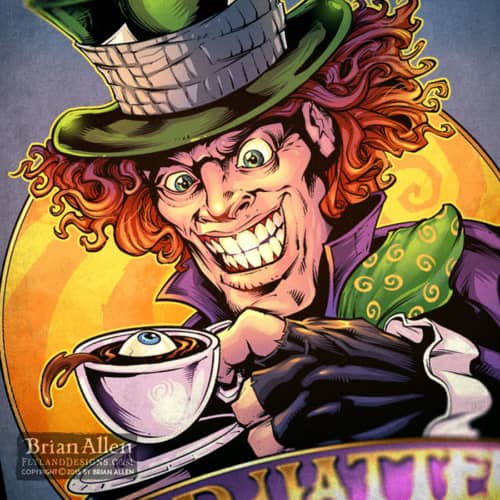 Illustration of an evil Mad Hatter 