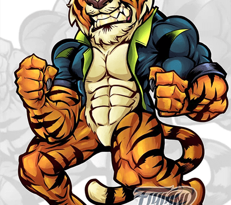 Muscular tiger that is angry