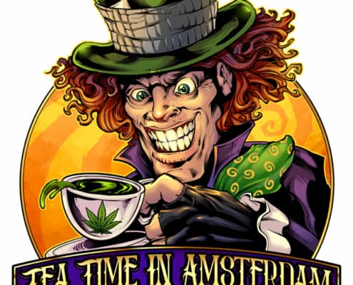 Evil Mad Hatter character illustration I, created for a logo for a Russefeiring team.  I thoguht it would be fun to have an eyeball floating in the tea cup.