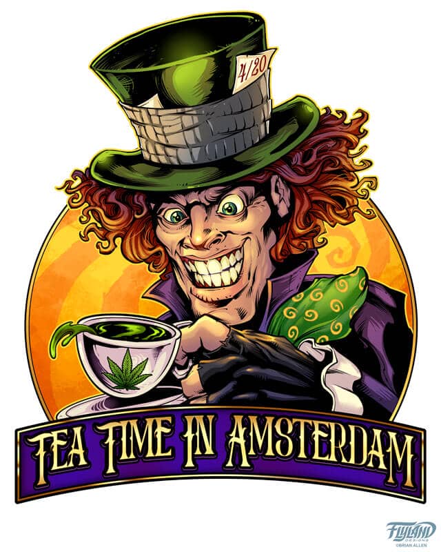 Evil Mad Hatter character illustration I, created for a logo for a Russefeiring team.  I thoguht it would be fun to have an eyeball floating in the tea cup.