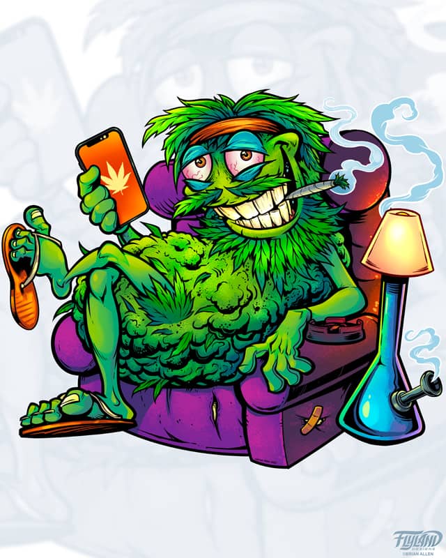 A Marijuana Bud Couch Character Smoking Artwork by Artist Brian Allen of FlyLandDesigns.com