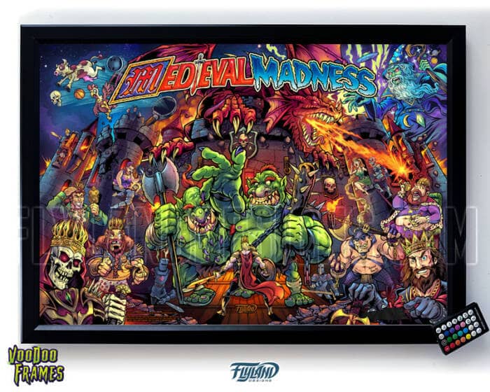 Medieval Madness Voodoo LED frame and Translite Bundle with artwork by artist Brian Allen
