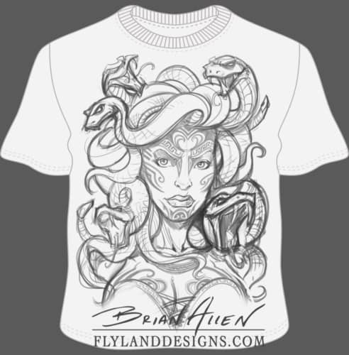 Dark illustration of Medusa for a T-Shirt design