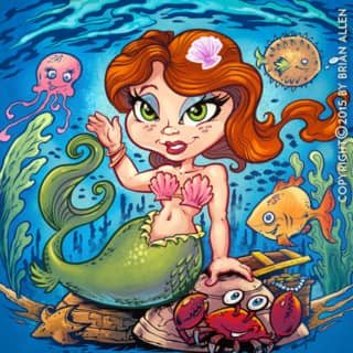 Young girl mermaid underwater t-