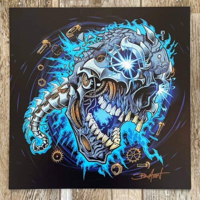 Metal Skull Art Print 11"x11" - Image 2