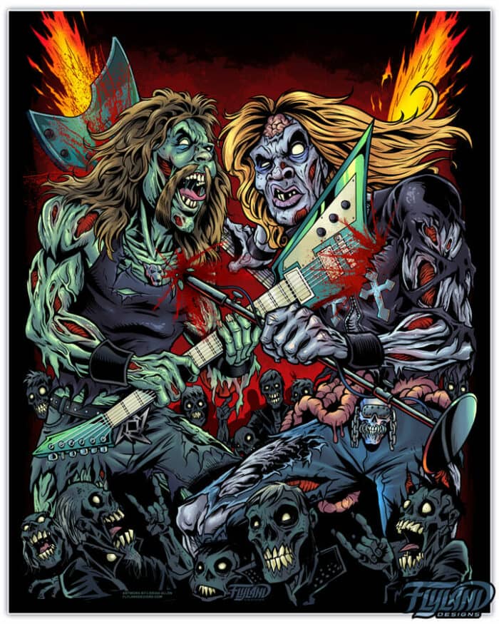 James Hetfield Vs Dave Mustaine Zombies 11x14 Art Print