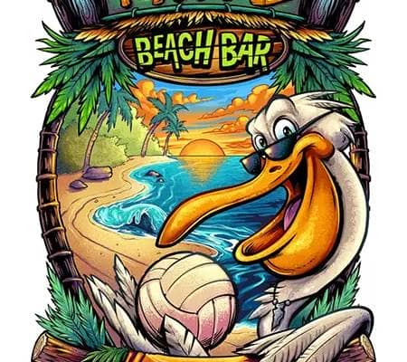 Mikes Beach Bar T-Shirt Illustration Bird