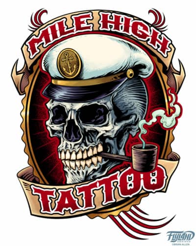 Custom logos I created for the Mile High Tattoo shop.  The shop approached me with an out-dated logo that they wanted revamped, and we came up with these two separate illustrated logos that fit their classic sailor vibe.