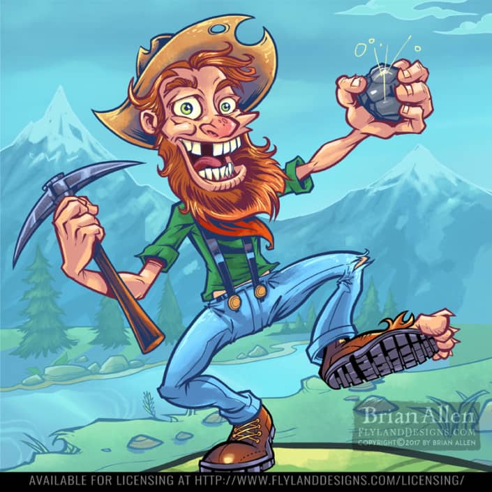 crazy prospector illustration fo