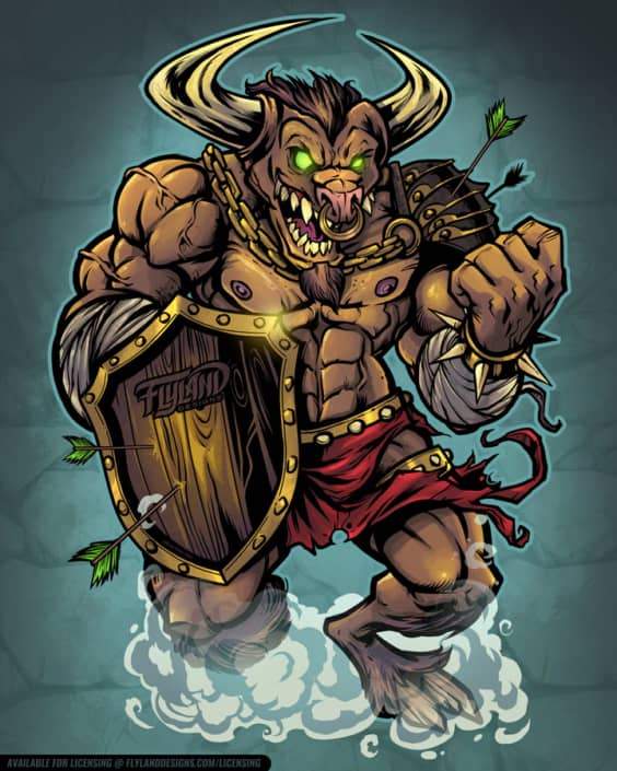 Muscular Minotaur with glowing g