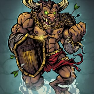 Muscular Minotaur with glowing g