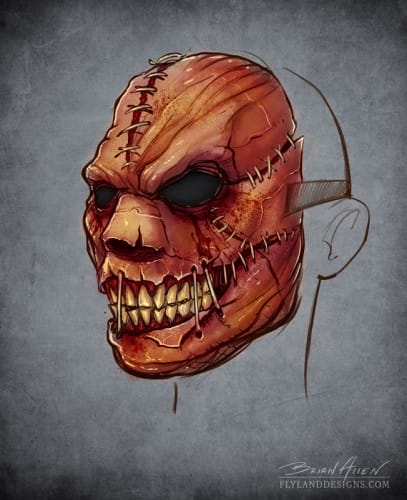 Concept sketches of monsters for creating halloween masks