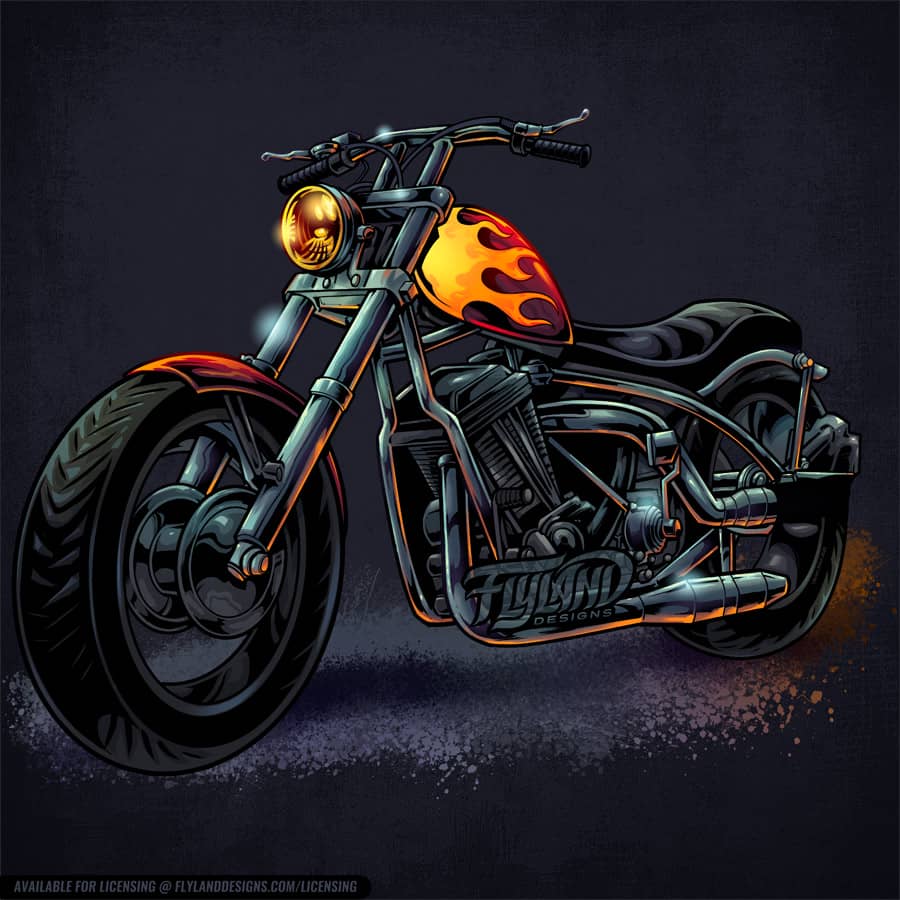 Motorcycle with hotrod flames pa