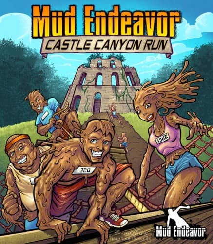 Illustration of mud people in a race for a poster