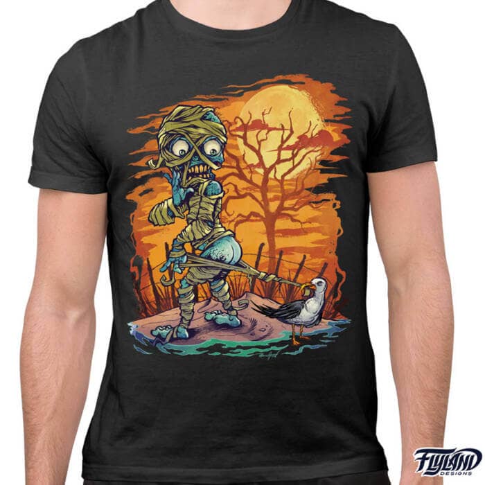 Mummy on Beach T-Shirt Artwork by Brian Allen