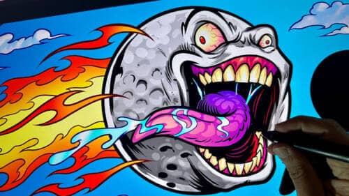 Pinball Hinge decal with artwork drawn by Brian Allen for No Good Gofers