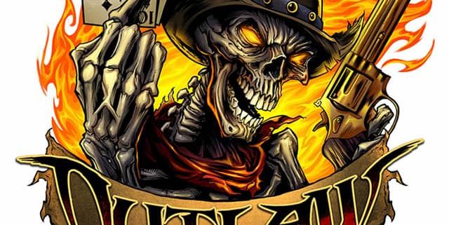 Custom logo design I created for Outlaw 10.5, a racing company in Australia. This was an update of his existing logo that needed a complete re-imaganing.  The logo features a skeleton outlaw holding a smoking gun,