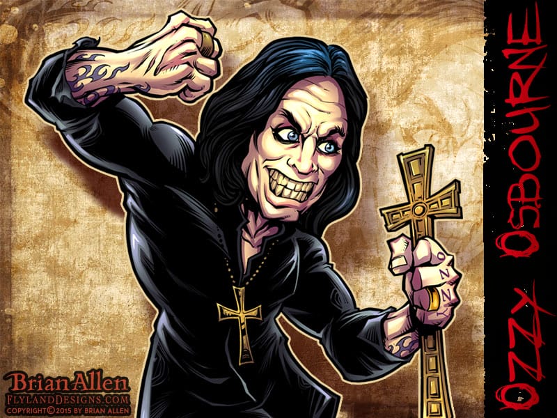 Caricature illustration of Heavy Metal Icon Ozzy Osbourne