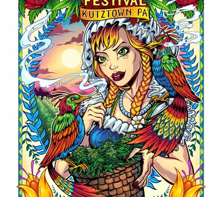 Dutch woman harvesting cannabis with two birds of paradise for the PA Cannafest Fall Edition 2023