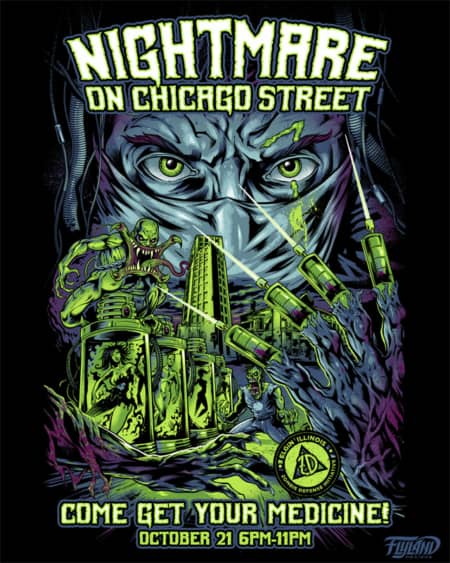 Very pleased to have worked on this gig poster for the Nightmare on Chicago Street 2017 concert! So happy with how this turned out - it was extremely challenging for me. Four blocks of the town are shut down and filled with zombies, macabre props, and fo