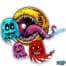 Pac-Man Arcade Sticker Design of Pac-Man eating ghosts by artist Brian Allen