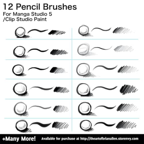 Brush Presets for custom pencil Brushes for Manga Studio 5 (Clip Studio Paint)