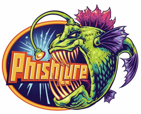 The anti-phishing and computer technicians at Phishlure hired me to create their new logo.  They wanted to use an evil-looking anglerfish as their mascot, symbolizing the nasty habits hackers use to lure in their innocent customers.  I really wanted to col