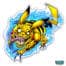 Crazy Pikachu with lighting around him  Sticker Design by artist Brian Allen