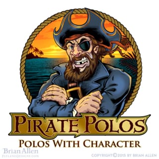 Cartoon pirate character in fron