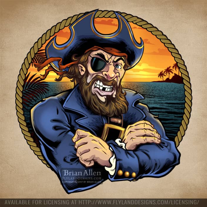 Illustration of a pirate captain