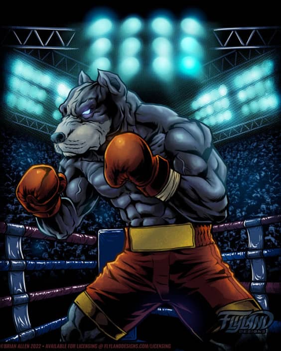 Pitbull Boxing Artwork by freela