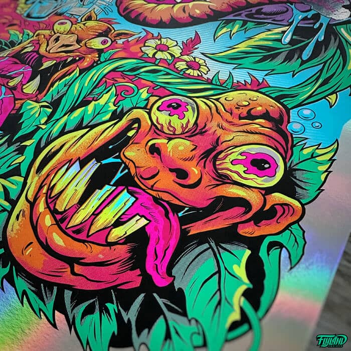 Monster venus fly trap artwork drawn for Primus Las Vegas NV 2025 concert by artist Brian Allen