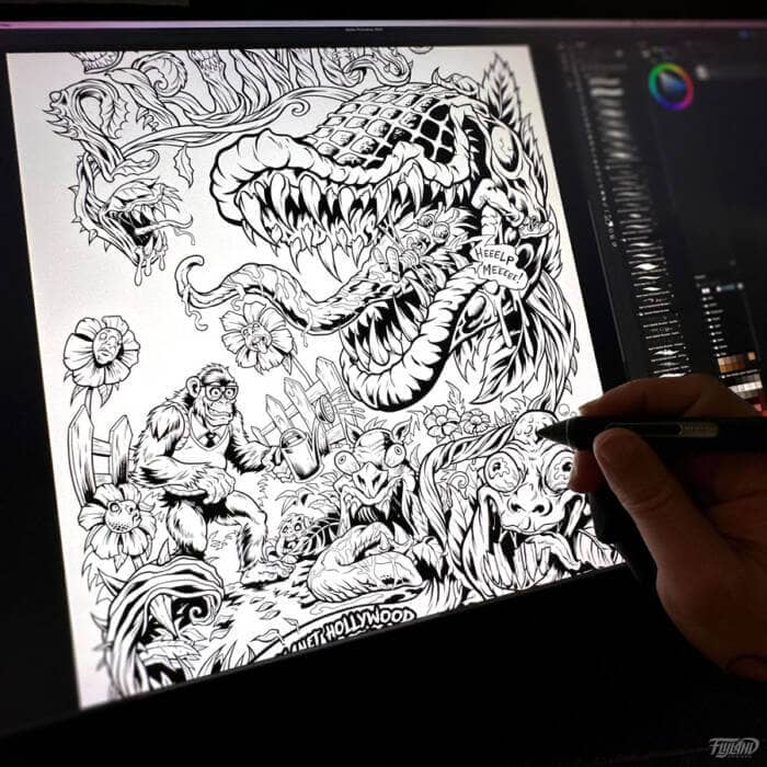 Monster venus fly trap artwork drawn for Primus Las Vegas NV 2025 concert by artist Brian Allen