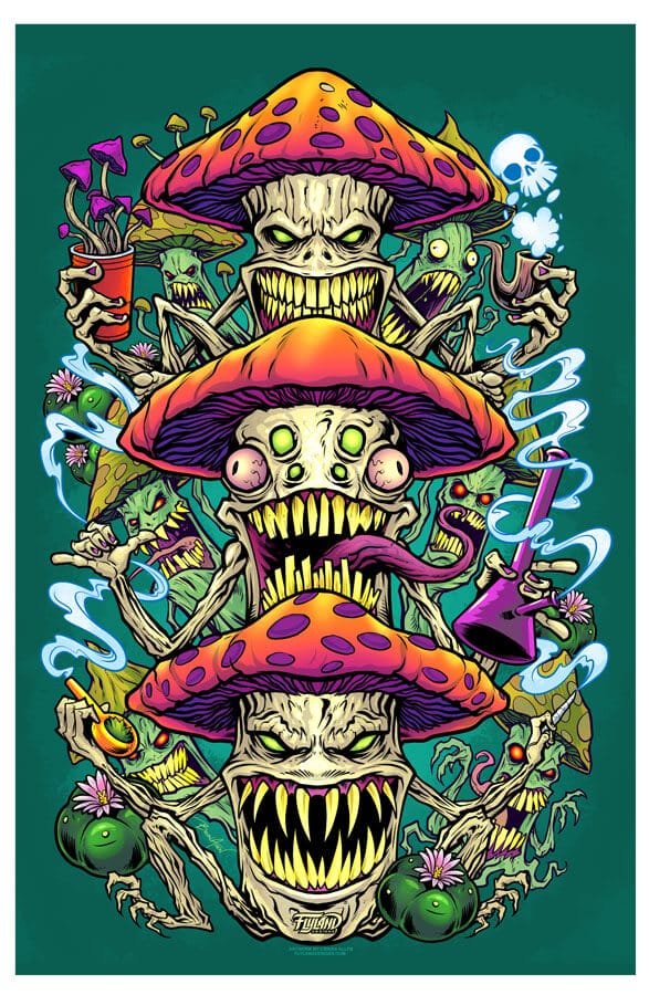 Psychedelic Mushrooms- 11x17 Art Print - Flyland Designs