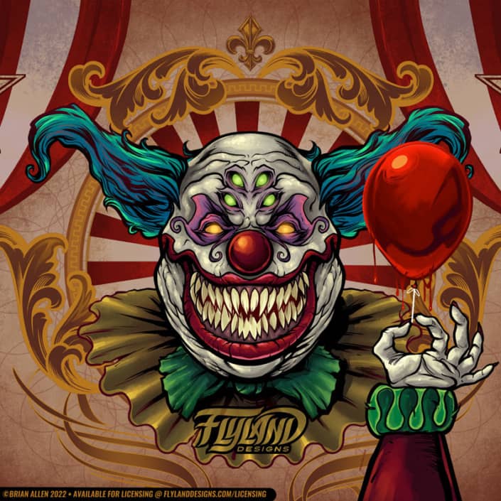 Scary Psyco Circus Blood Clown w