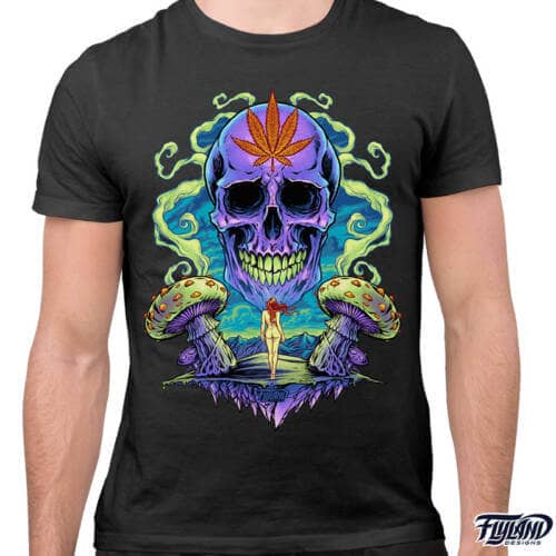 Purple Cannabis Skull T-Shirt Artwork by Brian Allen