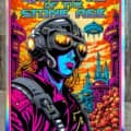 Futuristic woman on gig poster f