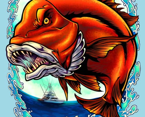 Red Snapper With Sharp Teeth Artwork by Artist Brian Allen of FlyLandDesigns.com