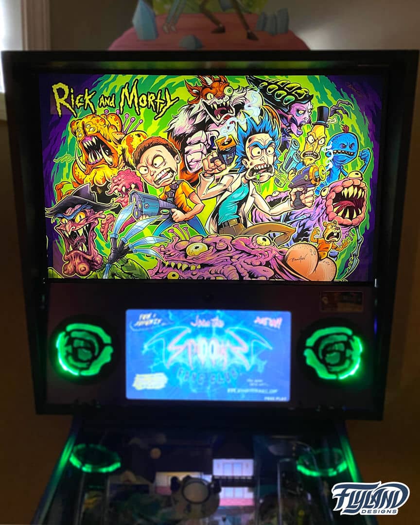 Rick and Morty Translite illustrated by Brian Allen. This translite is and illustration of Rick and Morty along with the top bad charcters. 