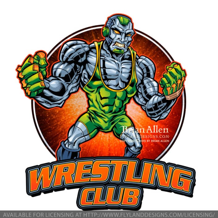 wrestiling Robot Mascot logo for