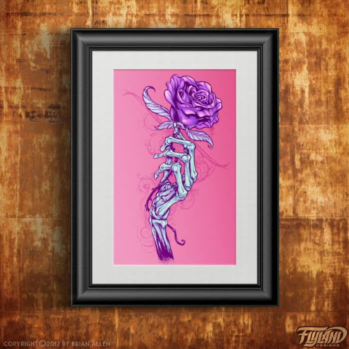 Skeleton Hand & Rose Art Print - Image 4