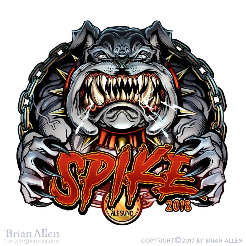 russ logo of the dog spike from