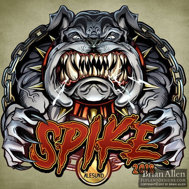 russ logo of the dog spike from