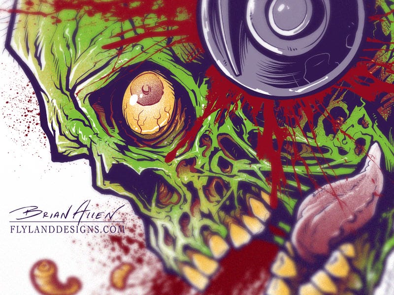 Moonshine Zombie Whiskey label illustration